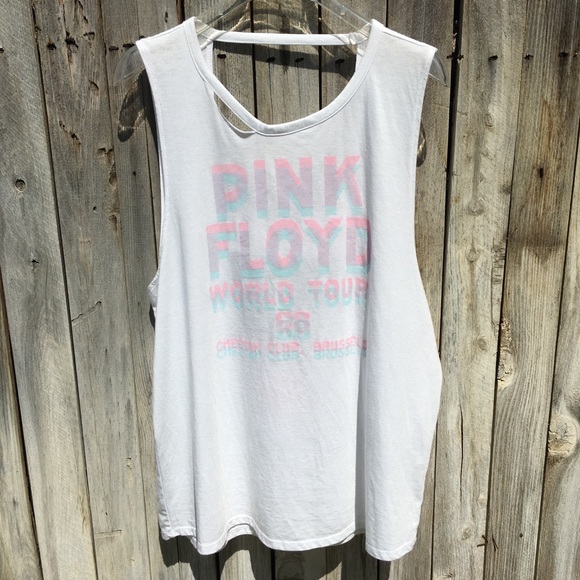 Lucky Brand Tops - NWT Lucky Brand Pink Floyd Cutout Muscle Tee White
